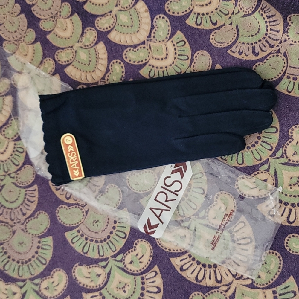 Deadstock Aris Ladies Gloves Navy Fabric